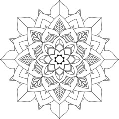 Easy Mandala coloring book simple and basic for beginners, seniors and children. Set of Mehndi flower pattern for Henna drawing and tattoo. Decoration in ethnic oriental, Indian style.