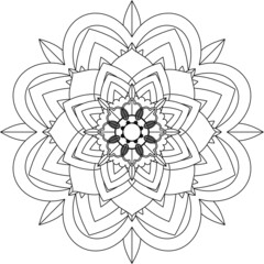 Easy Mandala coloring book simple and basic for beginners, seniors and children. Set of Mehndi flower pattern for Henna drawing and tattoo. Decoration in ethnic oriental, Indian style.