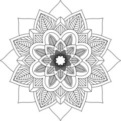 Easy Mandala coloring book simple and basic for beginners, seniors and children. Set of Mehndi flower pattern for Henna drawing and tattoo. Decoration in ethnic oriental, Indian style.