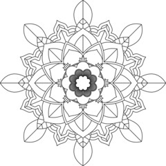 Easy Mandala coloring book simple and basic for beginners, seniors and children. Set of Mehndi flower pattern for Henna drawing and tattoo. Decoration in ethnic oriental, Indian style.