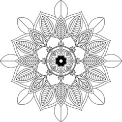 Easy Mandala coloring book simple and basic for beginners, seniors and children. Set of Mehndi flower pattern for Henna drawing and tattoo. Decoration in ethnic oriental, Indian style.