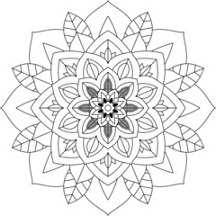 Easy Mandala coloring book simple and basic for beginners, seniors and children. Set of Mehndi flower pattern for Henna drawing and tattoo. Decoration in ethnic oriental, Indian style.