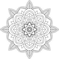 Easy Mandala coloring book simple and basic for beginners, seniors and children. Set of Mehndi flower pattern for Henna drawing and tattoo. Decoration in ethnic oriental, Indian style.
