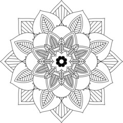 Easy Mandala coloring book simple and basic for beginners, seniors and children. Set of Mehndi flower pattern for Henna drawing and tattoo. Decoration in ethnic oriental, Indian style.