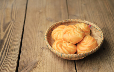 bread dessert sweet in basket for eating 
