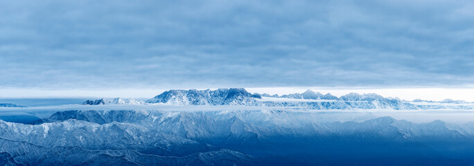 Panoramic shot of snow mountain scenery