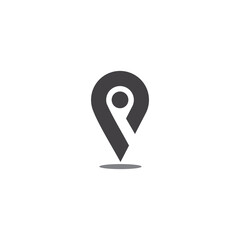 simple pin location geometric shadow design logo vector