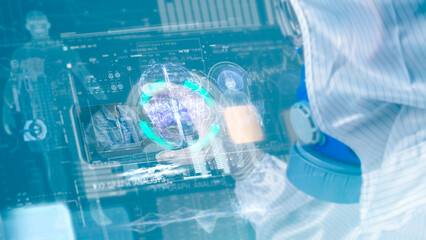 Covid-19 inspector use online technology to contact doctor to recieve data information, virtual medical interface use for analysis and check patient health.Medicine Medical science and biotechnology