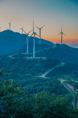 Wind power windmill on the mountain