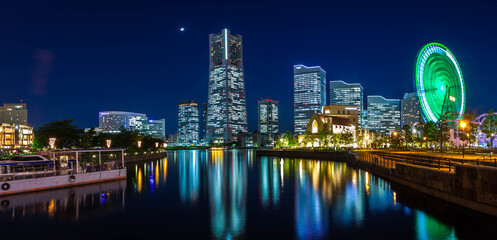 Naklejka premium Yokohama, Japan night scene photography picture