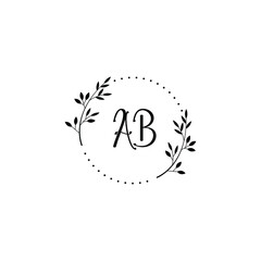 Initial AB Handwriting, Wedding Monogram Logo Design, Modern Minimalistic and Floral templates for Invitation cards