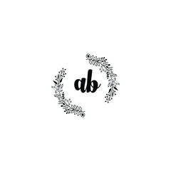 Initial AB Handwriting, Wedding Monogram Logo Design, Modern Minimalistic and Floral templates for Invitation cards