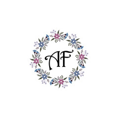 Initial AF Handwriting, Wedding Monogram Logo Design, Modern Minimalistic and Floral templates for Invitation cards