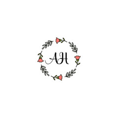 Initial AH Handwriting, Wedding Monogram Logo Design, Modern Minimalistic and Floral templates for Invitation cards