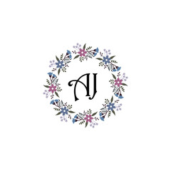 Initial AJ Handwriting, Wedding Monogram Logo Design, Modern Minimalistic and Floral templates for Invitation cards