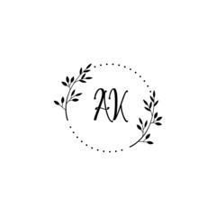 Initial AK Handwriting, Wedding Monogram Logo Design, Modern Minimalistic and Floral templates for Invitation cards