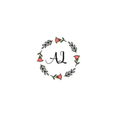 Initial AL Handwriting, Wedding Monogram Logo Design, Modern Minimalistic and Floral templates for Invitation cards