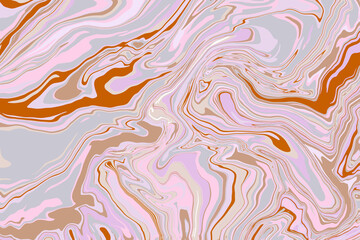 Fluid art texture. Abstract backdrop with mixing paint effect. Liquid acrylic artwork with chaotic mixed paints. Can be used for posters or wallpapers. Brown, orange and Gray overflowing colors
