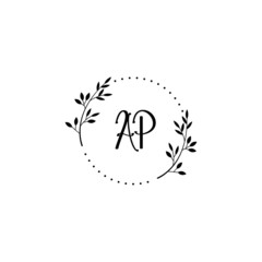Initial AP Handwriting, Wedding Monogram Logo Design, Modern Minimalistic and Floral templates for Invitation cards