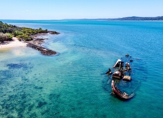 The wreck of the Platypus off Teerk Roo Ra / Peel Island in Moreton Bay, Queensland, Australia