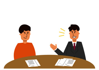 説明するビジネスマンと納得する男性