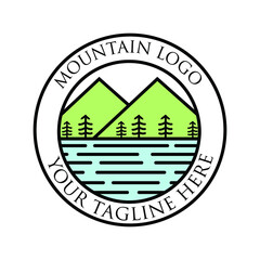vintage mountain in a circle logo