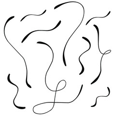 Swirls and curves. Underlines, borders, dividers.  Set of doodles. Collection of hand drawn flourishes.