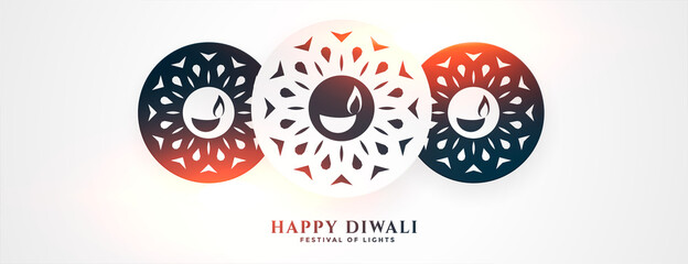 beautiful happy diwali festival white banner design