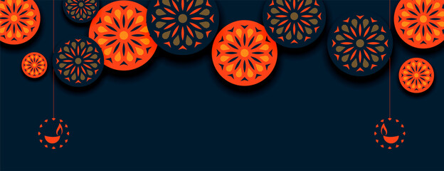 happy diwali orange indian style decorative banner design