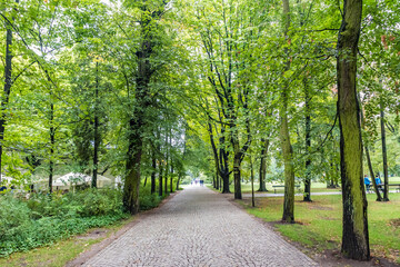 Lazienki Park or Royal Baths Park,  the largest park in Warsaw, Poland, occupying 76 hectares of the city center.