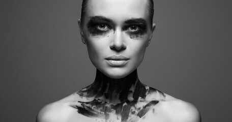 Beautiful Young woman with Paint on her Face