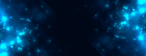 abstract blue bokeh light sparkles banner design © starlineart