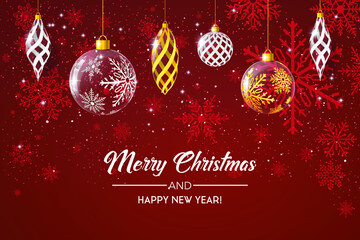 Merry christmas and happy new year background. Realistic christmas elements.