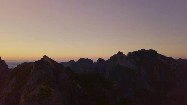 Magical Sunset View From Rocky Mountain at 1818 Meters Altitude - ascending drone