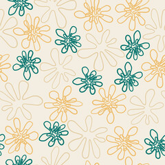 seamless nature pattern background with doodle flower