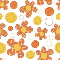 seamless cute pattern background with hand draw yellow and orangr flower