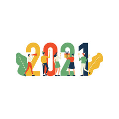Happy new year 2021 flat illustration