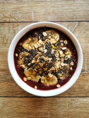 Top view of a bowl of Brazilian Açaí
