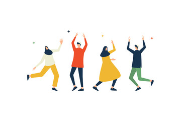 Moslem peoples happy jumping