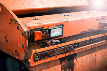 Asphalt rolling machine.