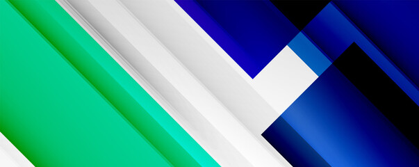 Geometric abstract backgrounds with shadow lines, modern forms, rectangles, squares and fluid gradients. Bright colorful stripes cool backdrops