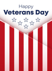 happy veterans day poster or banner with usa flag color background. Creative illustration