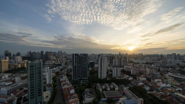 4K Time lapse video of Skyscrapers and residential are at Singapore.