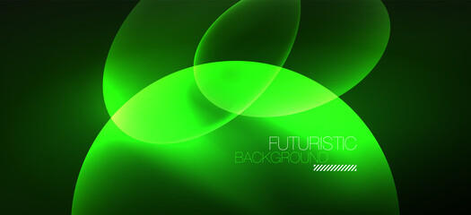 Neon ellipses abstract backgrounds. Shiny bright round shapes glowing in the dark. Vector futuristic illustrations for covers, banners, flyers and posters and other