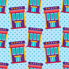hotel building seamless pattern vector illustration 