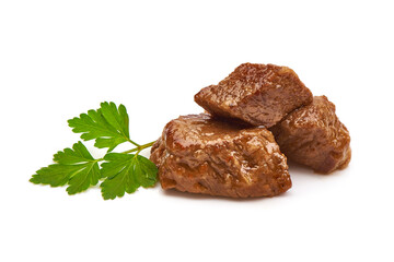 Beef Stew, stewed goulash, isolated on white background