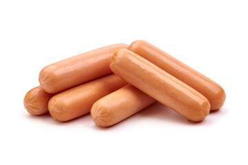Boiled sausages, isolated on white background