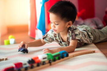 baby playing the wooden toys