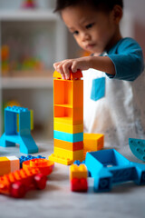 baby playing the building blocks
