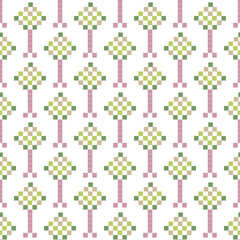 Seamless pattern with stylized trees of geometrical shapes